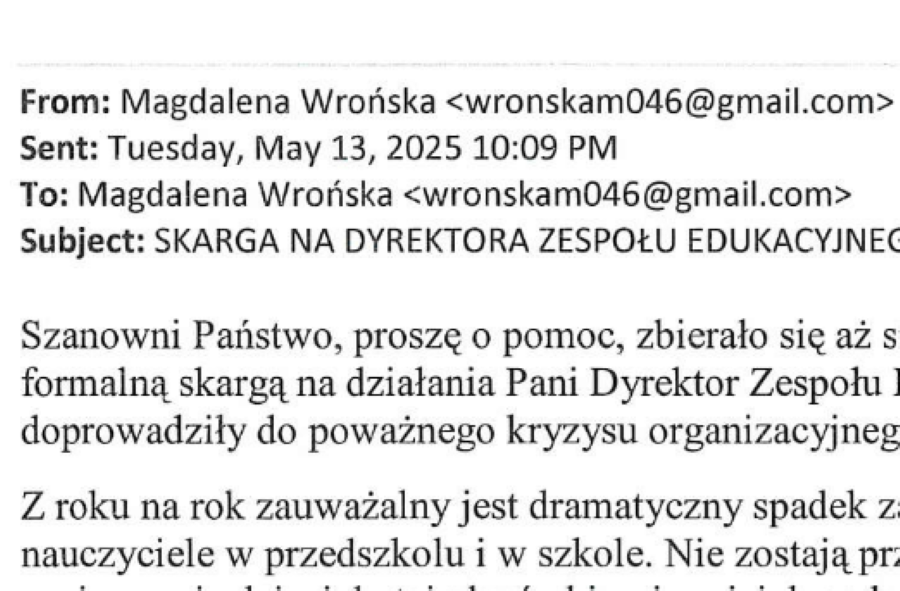Ktoś chce doprowadzić do usunięcia dyrektorki ZE nr 3 w Zielonej Górze. Kto? Wiemy…
