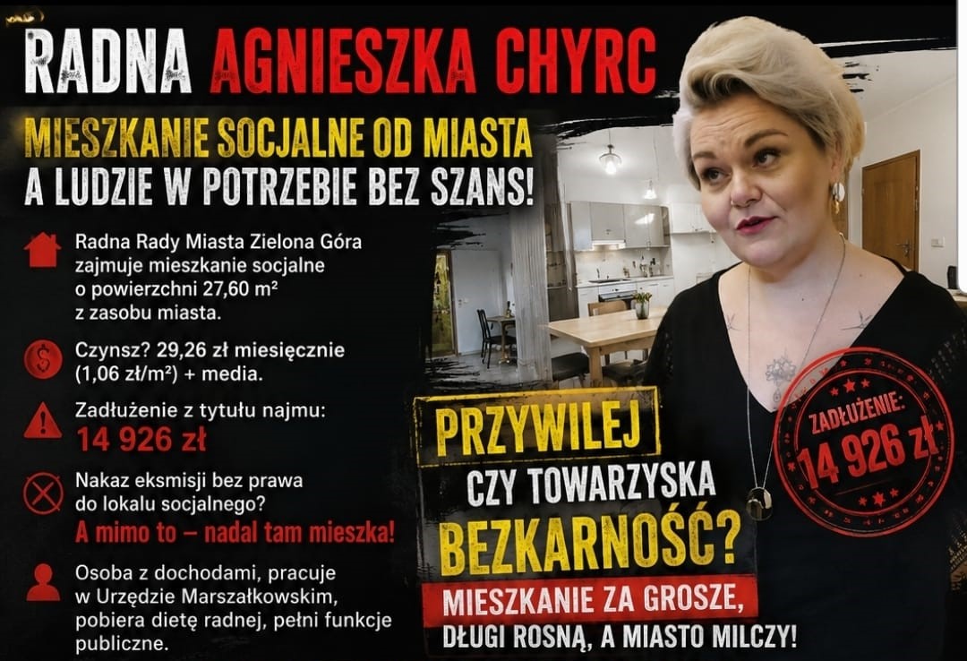 Skandal z udziałem radnej miejskiej Koalicji Obywatelskiej. Zajmuje mieszkanie socjalne, płaci złotówkę za metr