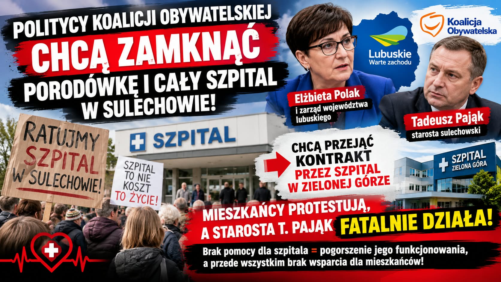 Starosta kręci i lekceważy problem. „On nie chce ratować szpitala w Sulechowie”